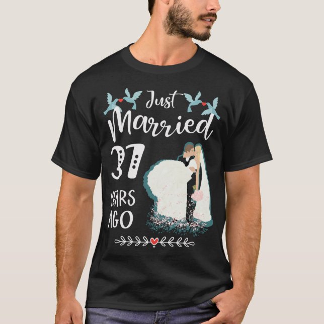 37-års bröllopsdag Just Married 37 år T Shirt (Framsida)