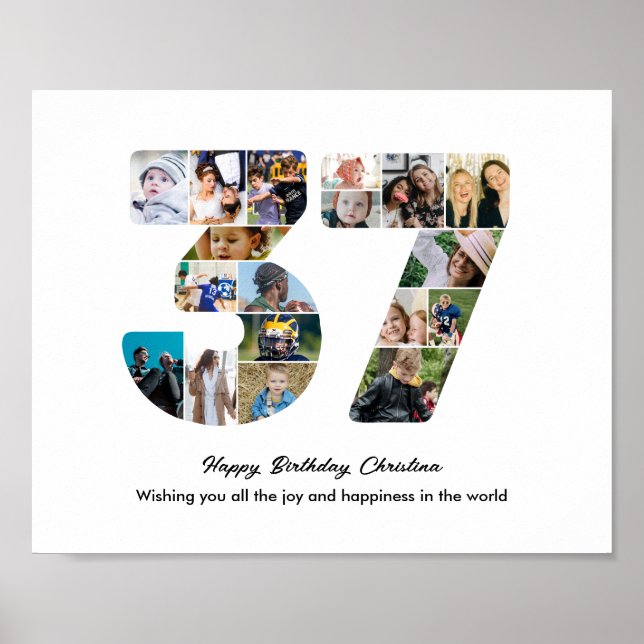 37-årsfest Nummer 37 Fotokollage Poster (Framsidan)
