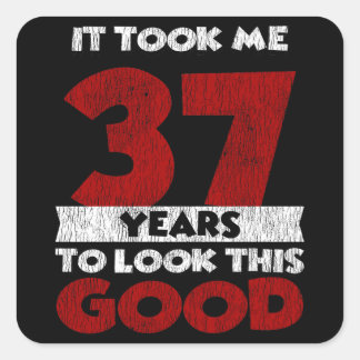 37-årsjubileum - det tog mig att titta på Bra 37-å Fyrkantigt Klistermärke