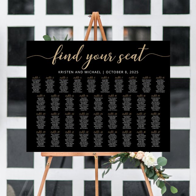 37 Bord Hitta Din Plats Svart Sittplatsschema Poster (Skapare uppladdad)