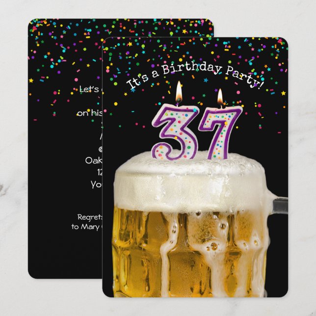 37:e födelsedag i Party Inbjudningar (Fram/baksida)