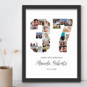 37:e födelsedag nummer 37 Anpassningsbar Fotokolla Poster
