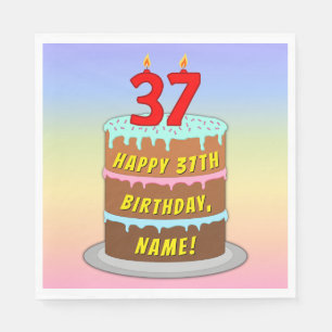 37:e födelsedag: Roligt Cake and Candles + Custom Pappersservett