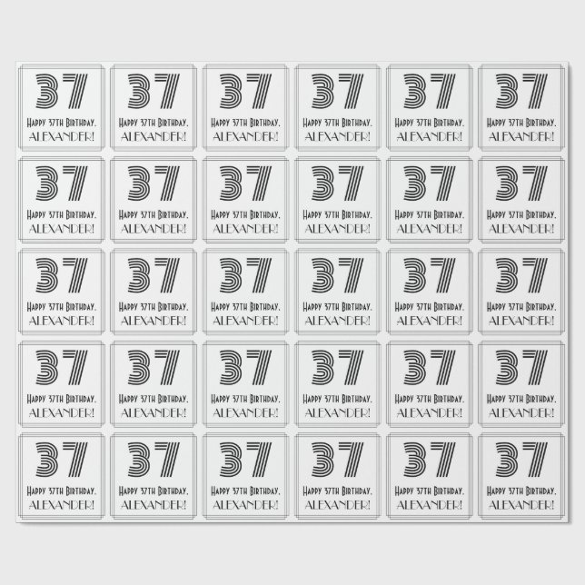 37:e födelsedagen: Art Deco Inspired Stil "37" + N Presentpapper (Platt)