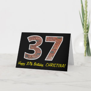 37:e födelsedagen - Brickmuren Mönster "37" w/ Nam Kort