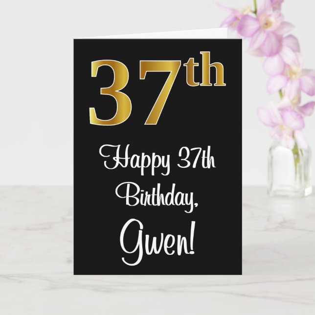 37:e födelsedagen ~ Elegant Luxurious Faux Guld Ti Kort (Orkide)