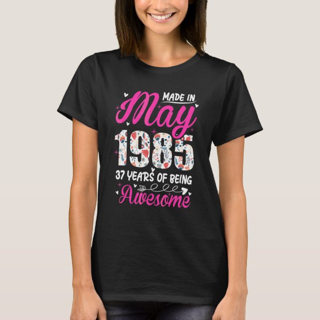 37:e födelsedagen Fantastisk sedan maj 1985 Blommi T Shirt (Framsida)
