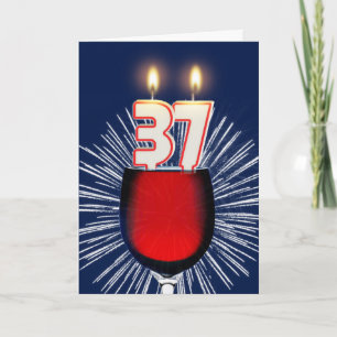 37:e födelsedagen med vin och ljus kort