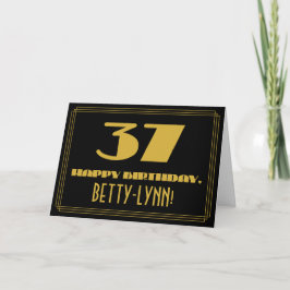 37:e födelsedagen: Namn + Art Deco Inspired Titta  Kort