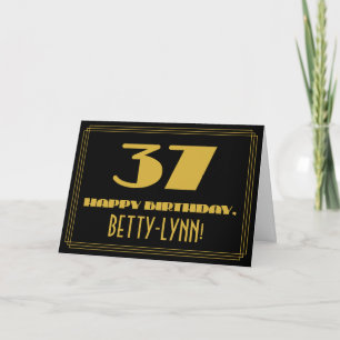 37:e födelsedagen: Namn + Art Deco Inspired Titta  Kort