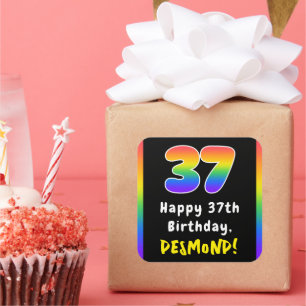 37:e födelsedagen: Rainbow Spectrum nr 37, Anpassa Fyrkantigt Klistermärke