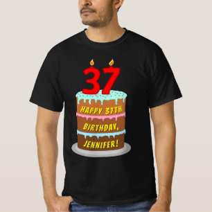 37:e födelsedagen - Roligt Cake & Candles, med ege T Shirt