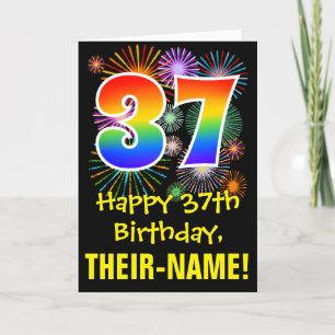 37:e födelsedagen: Roligt Fireworks Mönster + Rain Kort