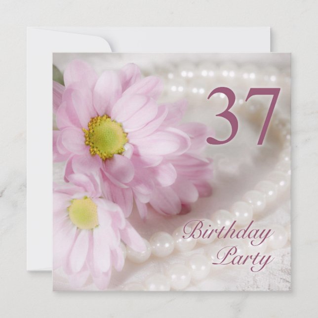37:e Födelsedagsfest inbjudan med daisy (Framsida)