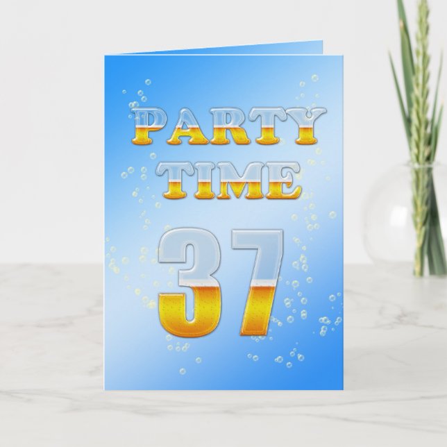 37:e födelsedagsfest inbjudan med öl (Framsida)