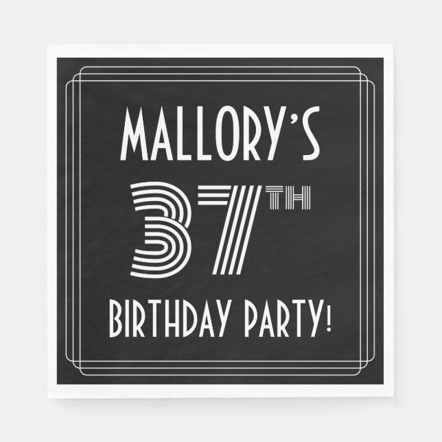 37:e Födelsedagsfesten: Art Deco Stil + anpassat n Pappersservett (Framsidan)