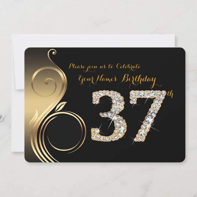 37:e,Födelsedagsinbjudan,Nummerdiameter,Foto Inbjudningar (Framsida)