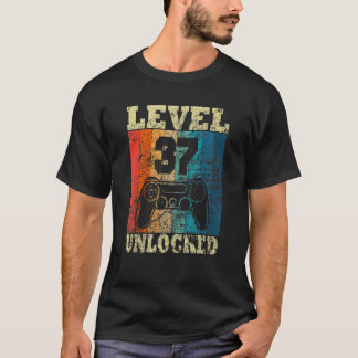 37:e födelsedagsnivån Olåst Vintage för spelare T Shirt