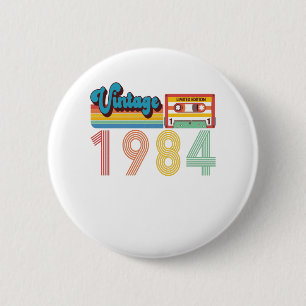 37:e Vintagen på födelsedagen Retro 1984 Kassettba Knapp