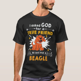 37 Frågade Gud - sann vän - en Beagle T Shirt
