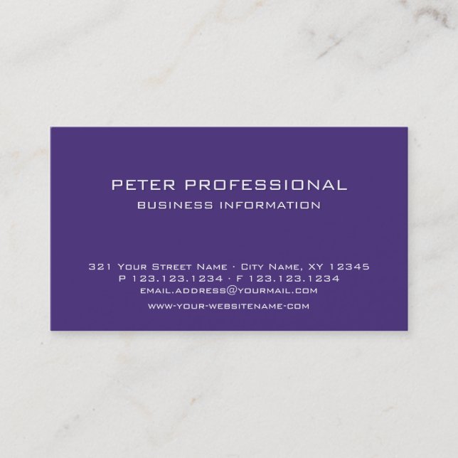 37 Modern Professionell Affärskort violet färg Visitkort (Framsida)