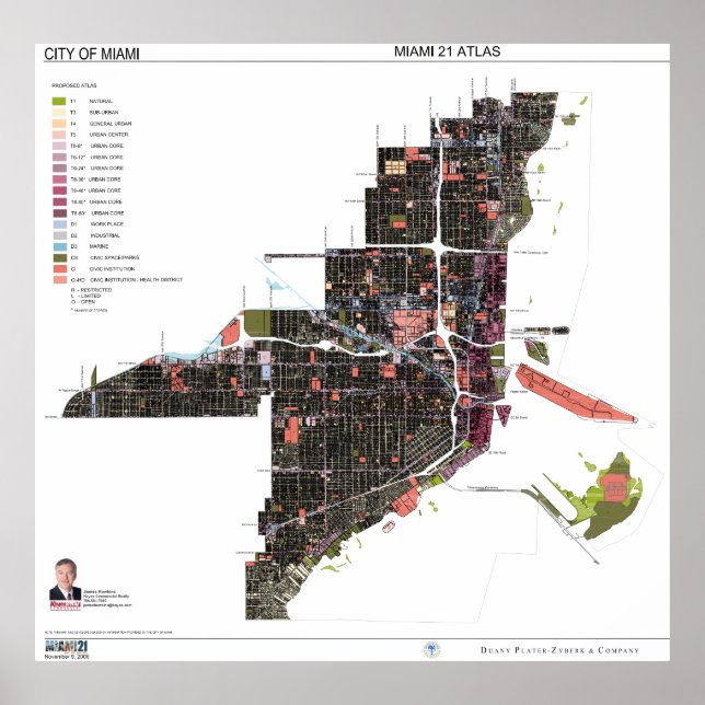 37 x 36 tum Miami 21 Zoning-kod Atlas Poster proje (Framsidan)