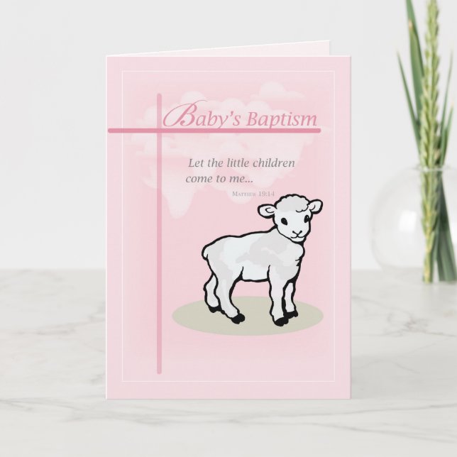 3834 Baptism Girl Lamb Kort (Framsida)