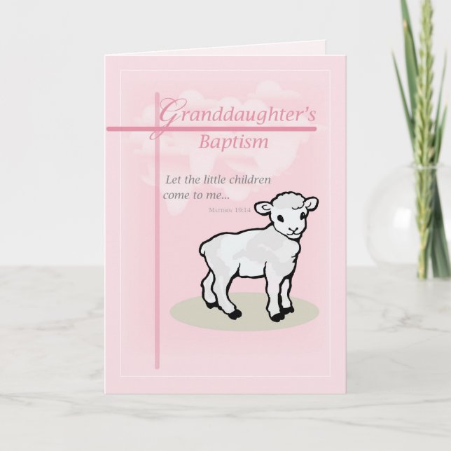 3874 Granddotters Baptism Rosa Lamb Kort (Framsida)