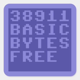 38911 BYTES FRIE (Commodore 64) Fyrkantigt Klistermärke