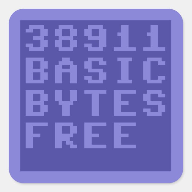 38911 BYTES FRIE (Commodore 64) Fyrkantigt Klistermärke (Framsida)
