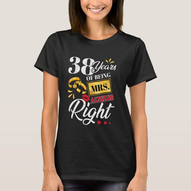 38 år Alltid Höger Funny Par Ann T Shirt (Framsida)