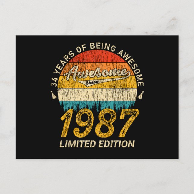 38 År Gammal 1987 Retro Awesome 38-årspresent Vykort (Framsida)