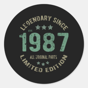 38-åriga dagen 1987 Legend 38:e födelsedagspresent Runt Klistermärke
