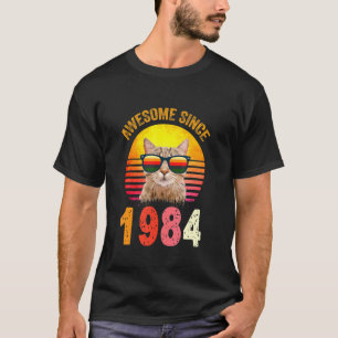 38-års födelsedag Vintage Katt Awesome Sedan 1984 T Shirt