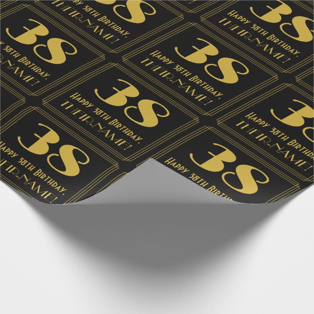 38-årsdag ~ Art Deco Inspirerad Look "38", Namn Presentpapper (Hörn)