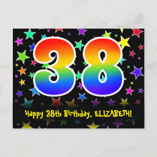 38-årsdag: Roliga stjärnor Mönster, Regnbåge 38, N Vykort