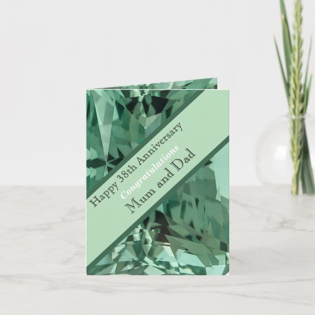 38:e Bröllop-årsdagen Grönt Beryl Kort (Framsida)