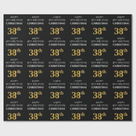 38:e födelsedag: Elegant, svart, faux Guld-utseend Presentpapper