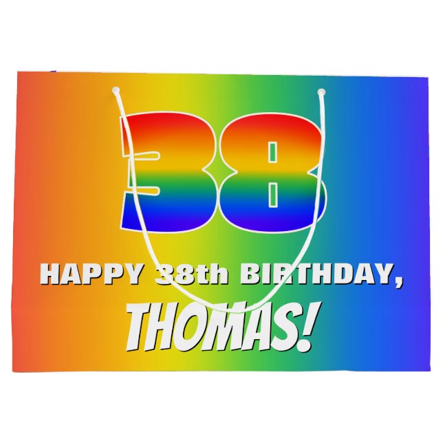 38:e födelsedag: färgstark, Roligt Rainbow Mönster (Baksidan)