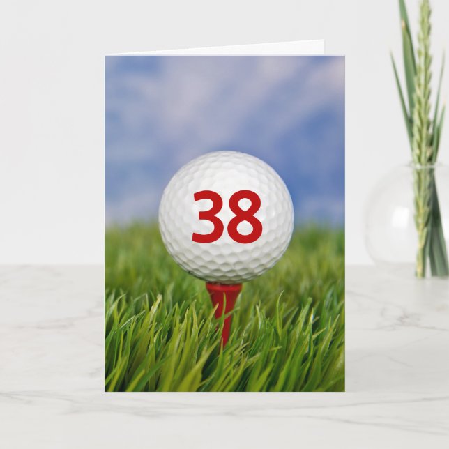 38:e födelsedag Golf Boll på Röd tee Kort (Framsida)