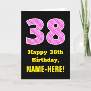 38:e födelsedag: Rosa Rand och örter "38" + Namn Kort