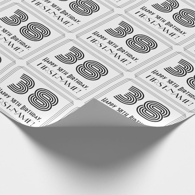 38:e födelsedagen: Art Deco Inspired Stil "38" + N Presentpapper (Hörn)