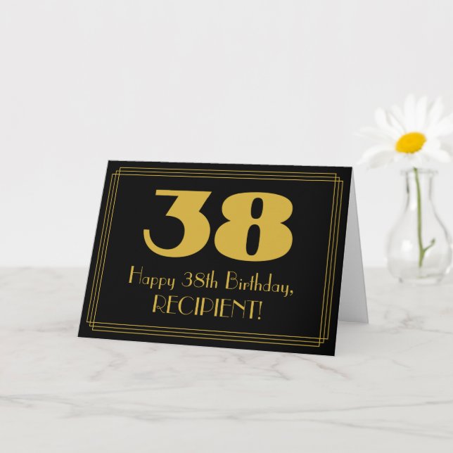 38:e födelsedagen: Art Deco Inspired Titta "38" oc Kort (Liten växt)