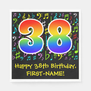 38:e födelsedagen - färgstarka musiksymboler, re pappersservett