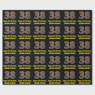 38:e födelsedagen: Namn & Faux Wood Grain Mönster Presentpapper