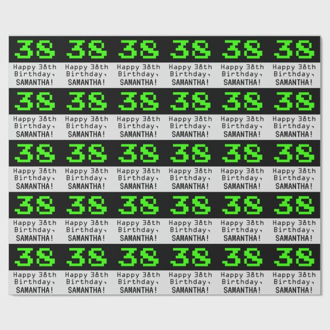 38:e födelsedagen - Nerdy/Geeky Stil "38" och Namn Presentpapper (Platt)