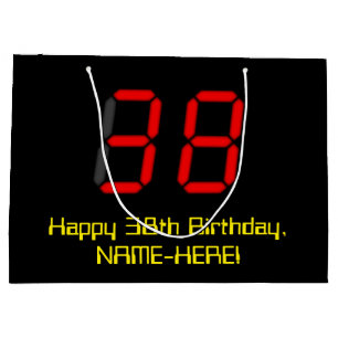 38:e födelsedagen: Red Digital Clock Stil "38" + N