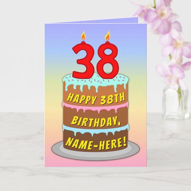 38:e födelsedagen - Roligt Cake & Candles, med ege Kort (Orkide)