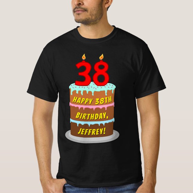 38:e födelsedagen - Roligt Cake & Candles, med ege T Shirt (Framsida)