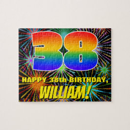 38:e födelsedagen: Roligt, färgstarka brinnande fy Pussel